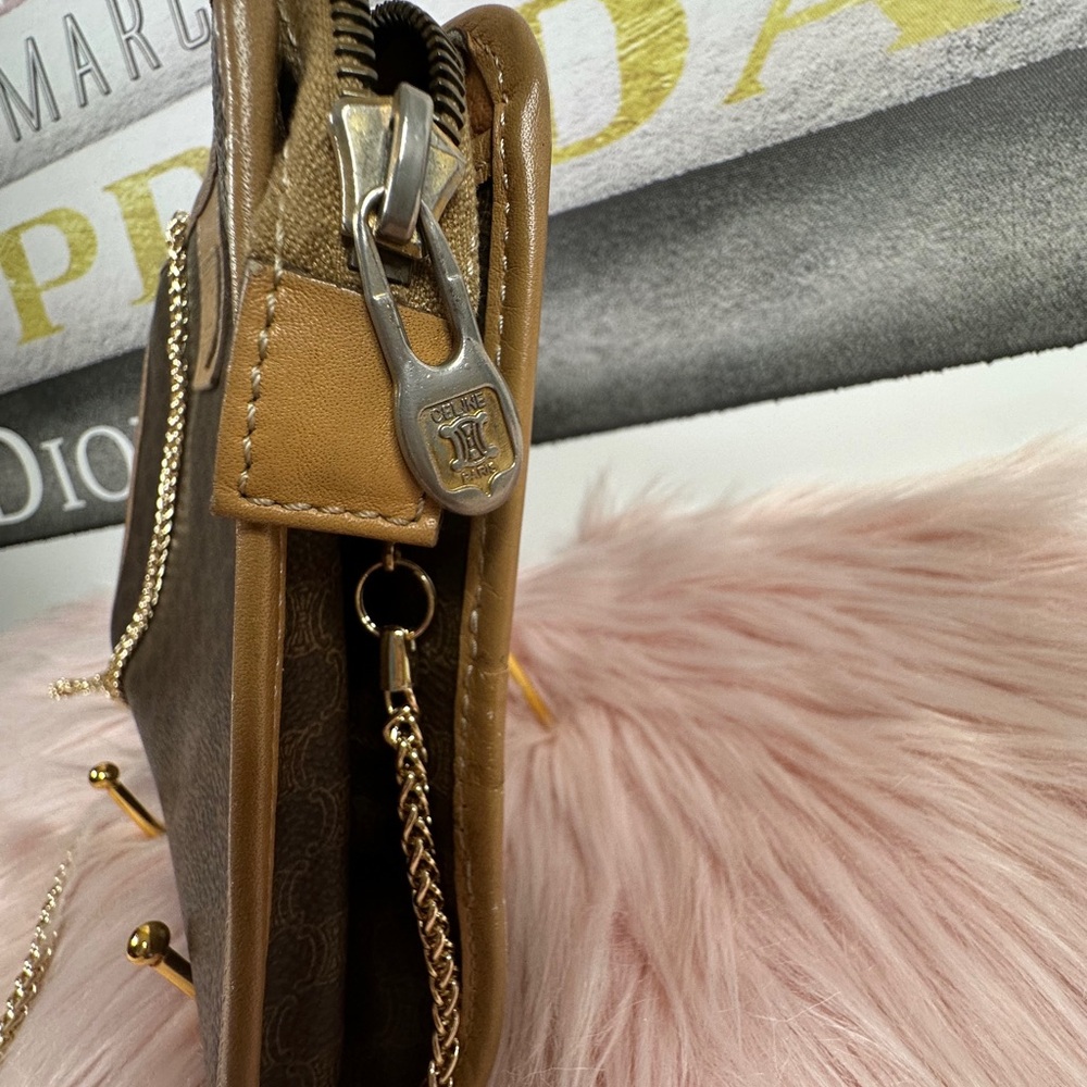 Celine Macadam Brown Monogram Chain Shoulder Bag - Picture 6 of 14